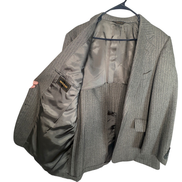 Nordstrom Mens 44R Pinstripe Wool 3 Piece Suit Jacket 40x31 Pants Vest Gray EUC! - Picture 6 of 15